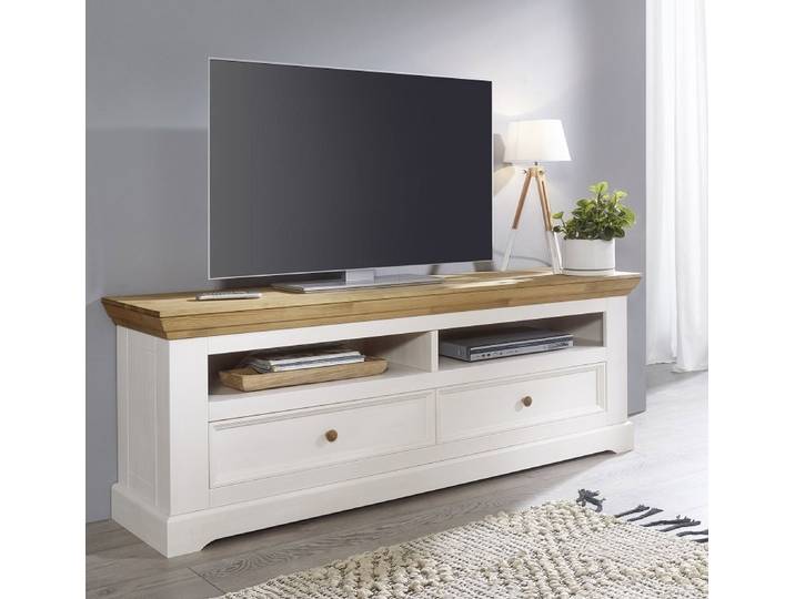 TV Board 169cm 'Zürich' Kiefer massiv weiß WZ-0133
