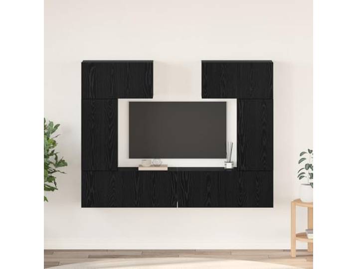HEFZGDB TV-Schrank-Set mit Regal 6 Stücke Schwarze Eiche 80 x 30 x 30 cm, Aufbewahrungslösung, Wohnzimmer Möbel