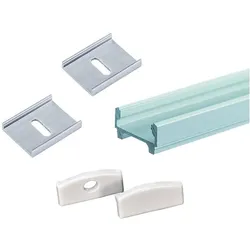 Rutec, Beleuchtung Zubehör, Alu-Profil flach 1St=2m B68405 12x23mm (f.Strips bis 18mm) inkl Zubehö