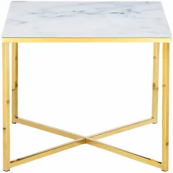 SalesFever »Marmara« Beistelltisch Marmor-Optik weiß/gold