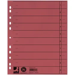 Q-Connect® KF02791 Trennblätter durchgefärbt - A4 Überbreite, rot, 100 Stück