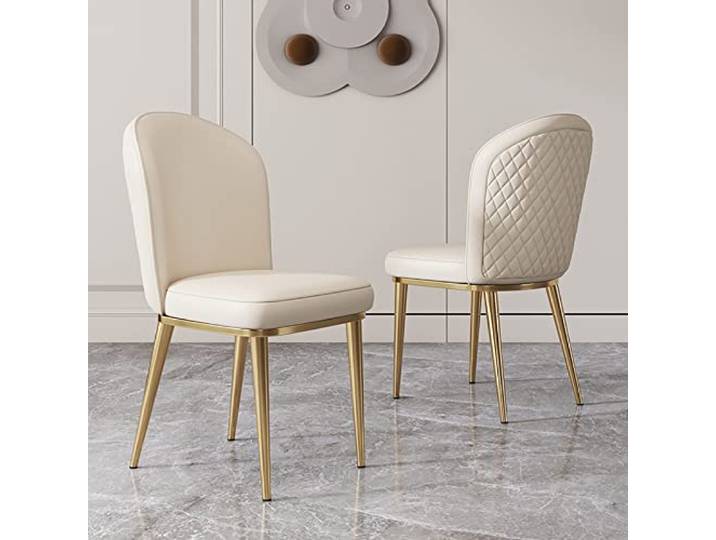 IXMLDAXD Der Stuhl, Modern Mid Century Dining Chair Set of 2 - Comfortable PU Leather Accent Chairs with Sturdy Metal Legs for Living Room and(Beige)