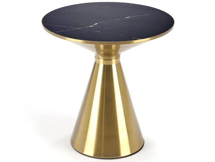 Table basse ronde aspect marbre noir 50cm