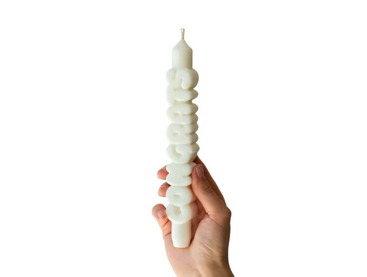Kerze Taper candle CONGRATS weiss