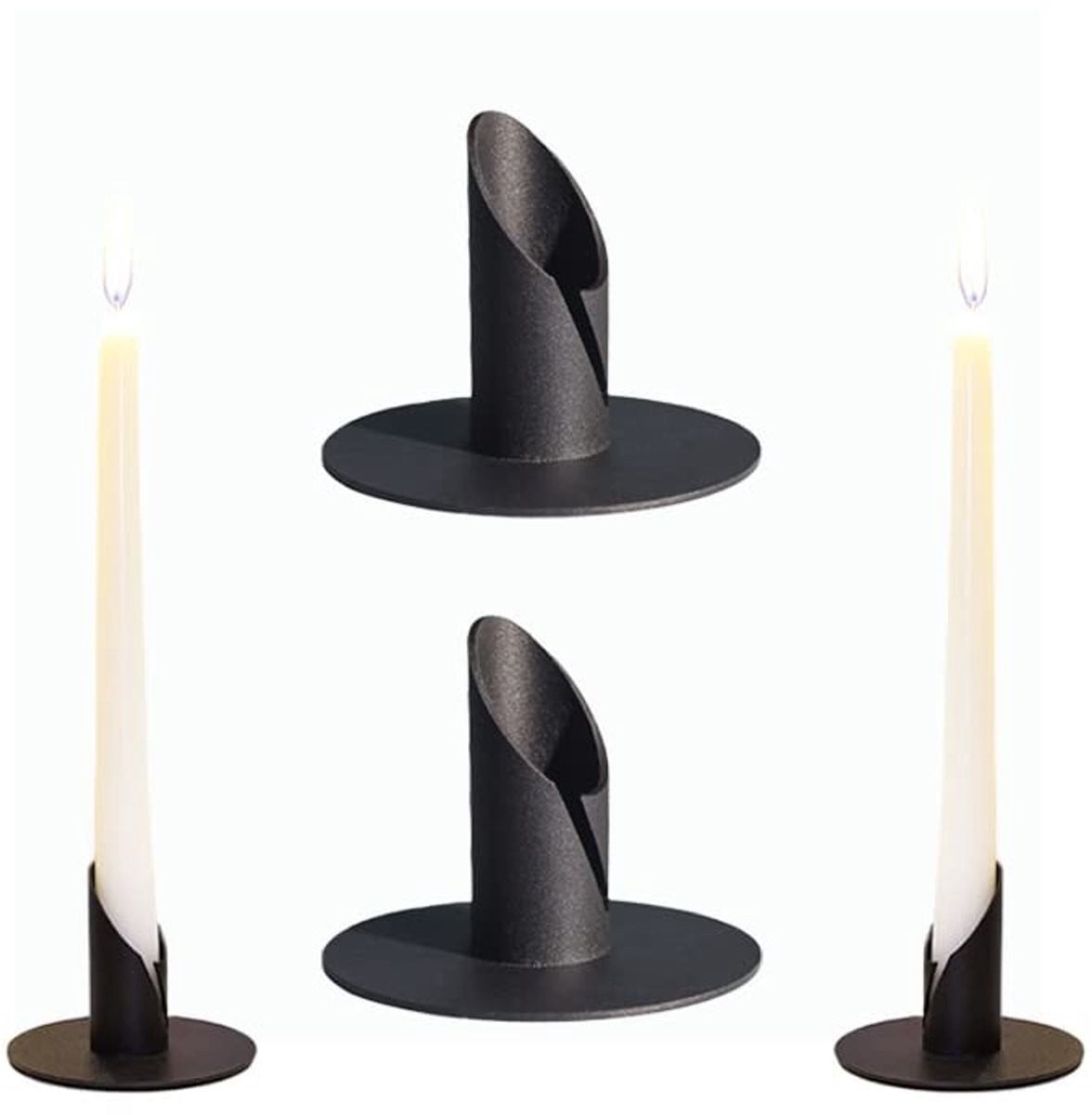 Set van 4 zwarte kaarsenhouders voor elegante decoratie
