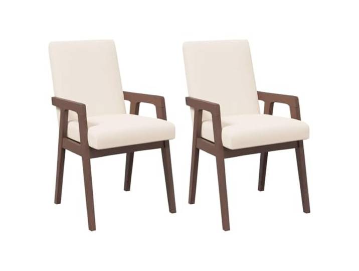 HKLGBVCR Esszimmerstühle mit Kissen, 2 Stück, Massivholz, Braun Massives Gummibaumholz, Kissen inklusive, ergonomische Rückenlehne, für Esszimmer und Wohnzimmer