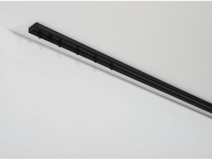 Vorhangschiene GARDINIA schwarz , schwarz, L:210cm, Kunststoff, Gardinenstangen, Vorhangschiene, mit Bohren, verschraubt, Serie GK1