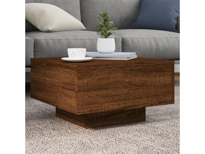 Automne/hiver  Brun Table basse carrée - avec lumières LED chêne marron 55x55x31cm - Hauteur:31cm DEC8314525