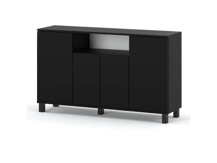MRBLS_HOME Skandinavische Kommode - Sideboard Holz 140x80x35 cm (B/H/T) für Wohnzimmer, Flur oder als Kommode Schlafzimmer - Minimalistisches Design - Hohe Qualität (Schwarz Matt)
