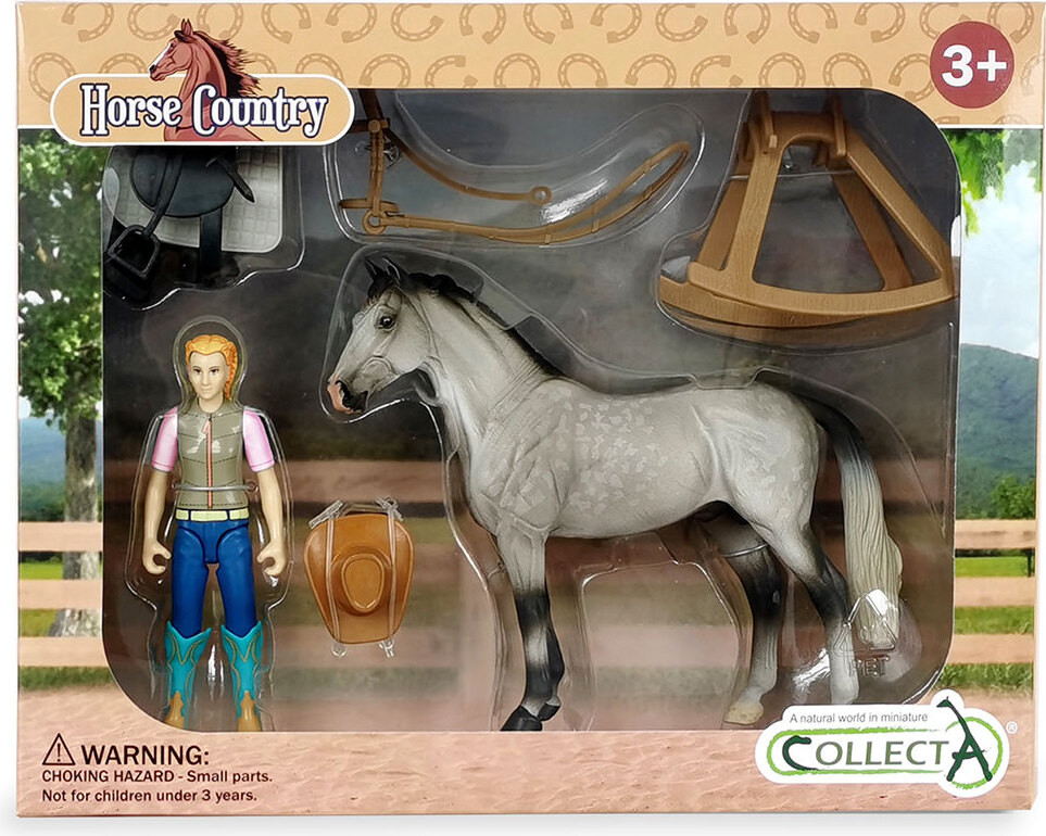 Collecta 84245 Hobbyfiguur Paard met ruiter en zadel accessoires