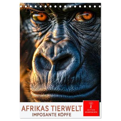 Afrikas Tierwelt - imposante Köpfe (Tischkalender 2026 DIN A5 hoch), CALVENDO Monatskalender