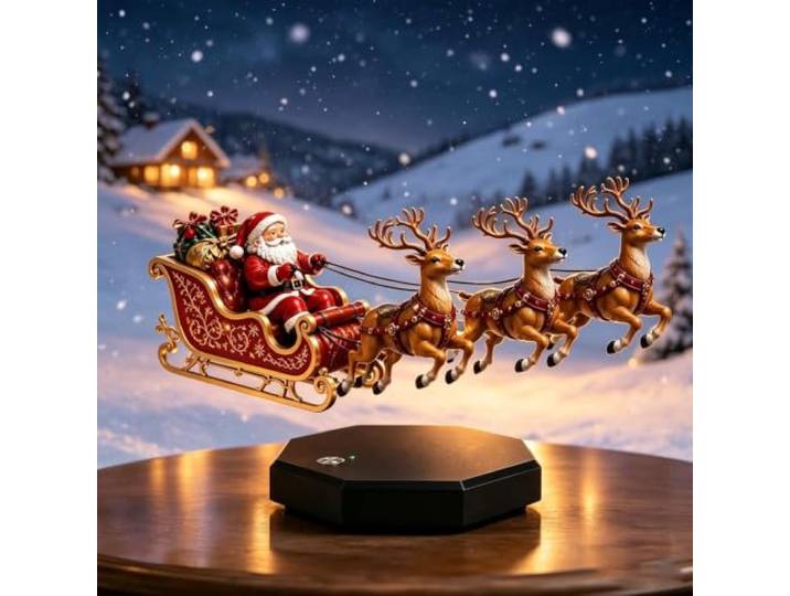Schwimmender Weihnachtsmannschlitten,Fliegender Schlitten Magnetschwebebahn Der fliegende Schlitten des Weihnachtsmanns mit Magnetschwebe-Weihnachtsdisplay for Zuhause, Regal und Weihnachtsfeier