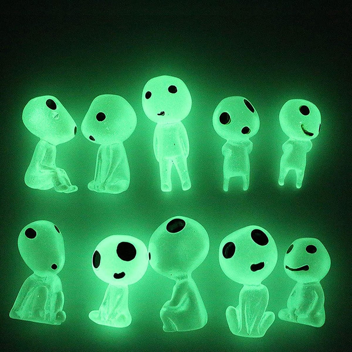 10 Stuks Prinses Mononoke Bosgeesten Figuren - Luminous Boom Elf Miniatuur Decoratie voor Tuin en Huis, Resin Ornamenten voor Magische Sfeer