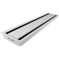 TecLines, Kabelschutz + Kabelführung, TKD010W Tisch Kabeldurchführung 135x600mm, Alu/weiss (Kabeldurchlass, 60 cm)