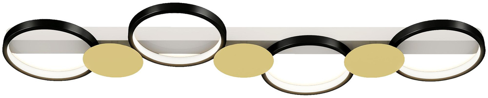 MH Handel LED-plafondlamp 38W 1500LM met 4 lampen en afstandsbediening, zwart-goud