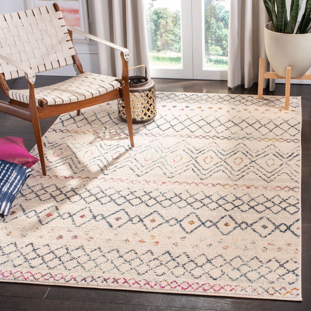 Mistana Desma Geometric Ivory Rug Ivory Rectangle 160 x 229 cm