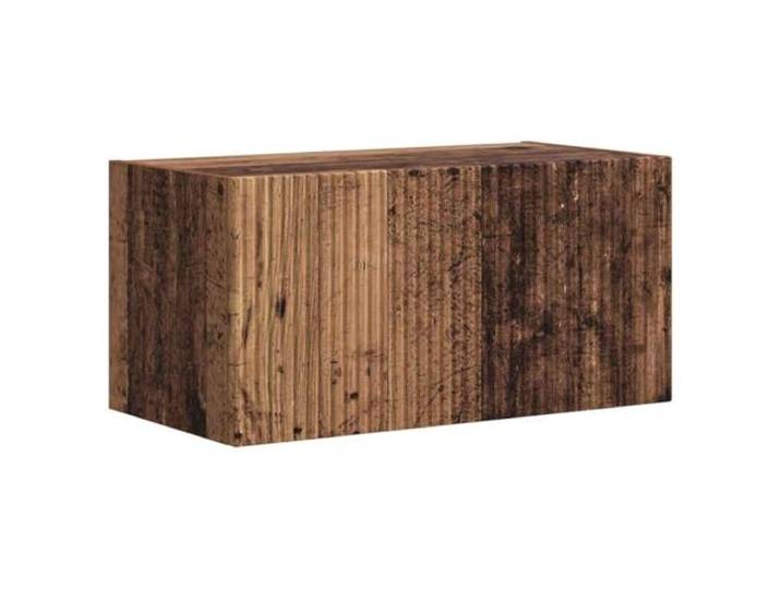 KUPTYERFG TV-Wandschrank Lowboard Hängeboard Altholz-Optik 60x31x29,5 cm Kompakter TV-Hängeschrank für Wohnzimmer & Schlafzimmer: Platzsparende Wandmontage mit Klapptür aus Holzwerkstoff.