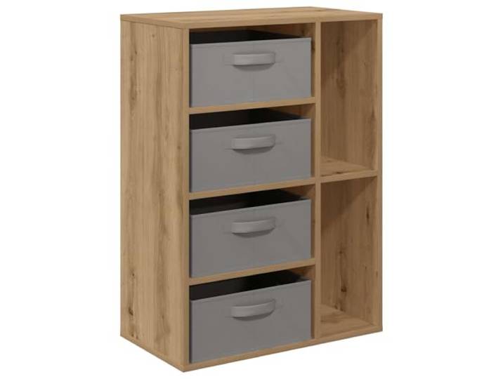 Favemtsl Sideboard mit 4 Schubladen Kommode Artisan-Eiche 60x33,5x84cm Schlanker Mehrzweckschrank fuer Schlafzimmer oder Buero mit versenkten Griffen und belastbaren Ablagen.