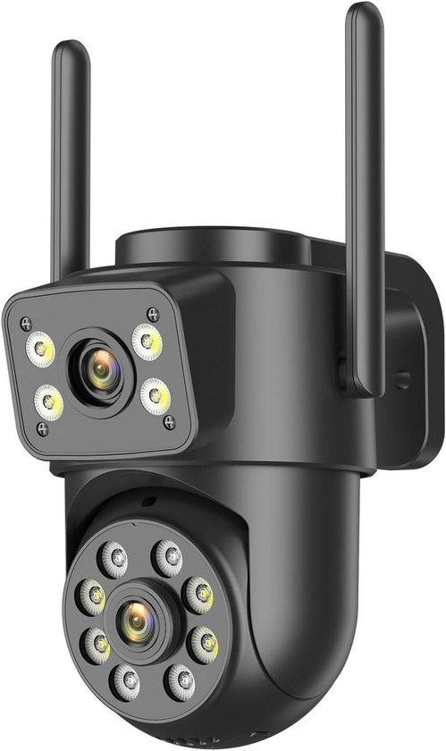 Reobiux Bewakingscamera Buiten - Dubbele Lens - 2K Kleuren Nachtzicht - IP66 Waterdicht - Wit