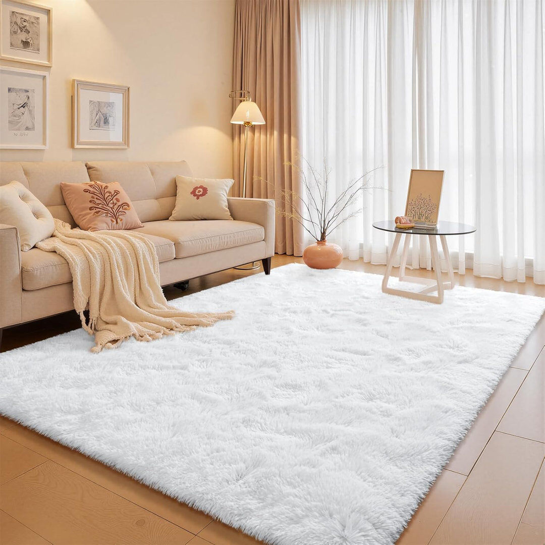 Canora Grey Mathilde Rectangle Shag White Rectangle 183 x 275 cm