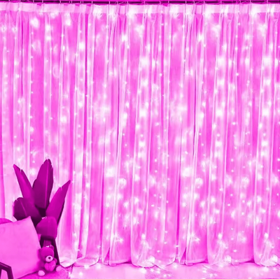 Inspire Curations 8 Mode Cascading USB Fairy Lights pink 3x1m 100leds