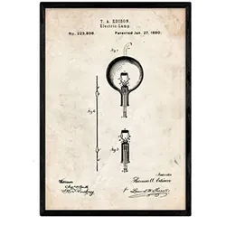 POSTER Elektrische Glühbirne Patent A3 Rahmenlos