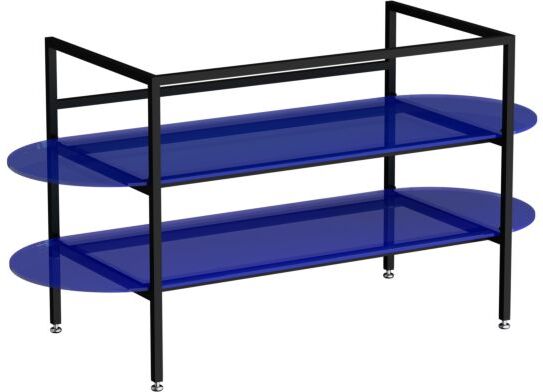VitrA Liquid Waschtisch-Unterbau 66738 125x49,5x66cm, mit Glasablage, Korpus schwarz matt/Glasablage blau