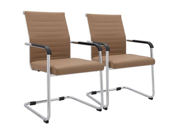 CLP Schwingstuhl 2er Set Metall Hellbraun, 55x90x62 cm, Esszimmer, Stuhl, Schwingstuhl