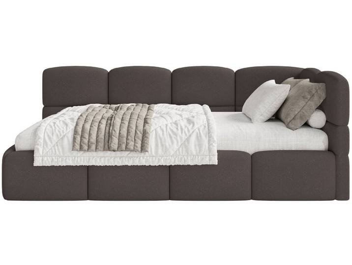 Selsey Jugendbett CLOUDY, Eck-Kopfteil, Matratze & Bettkasten, Chenille hydrophob, 120x200 cm