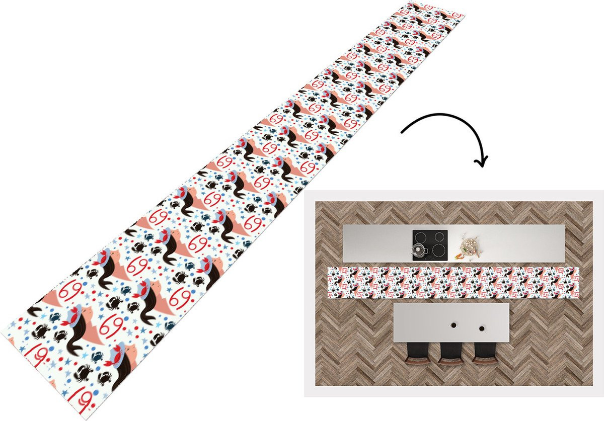 KitchenYeah Keukenloper Zodiac Kreeft Patroon Vinyl Breedte: 50 cm, Lengte: 400 cm