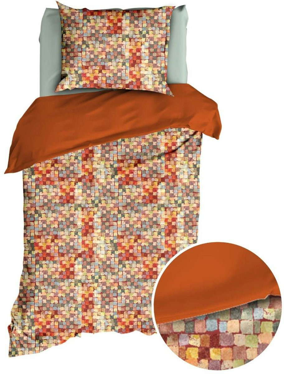 Satin d'Or Mosaic Dekbedovertrek Eenpersoons - Multi/Terra - 140 x 220 cm