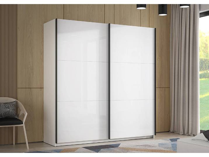 Schwebetürenschrank Zomme Plus 200cm Weiß Schwarz