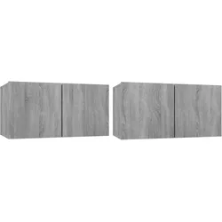 vidaXL TV-Wandschrank Grau Sonoma 2 Stk. 60x30x30 cm Holzwerkstoff