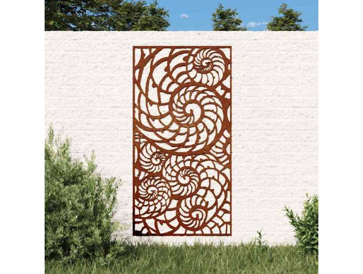 Décoration murale de jardin 105x55 cm en acier corten, design coque, convient aux jardins, style moderne