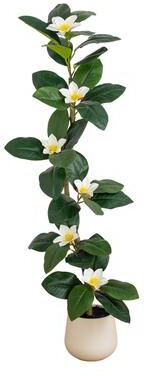 Nearly Natural 4-ft Artificial Minimalist Magnolia Tree in Decorative Planter