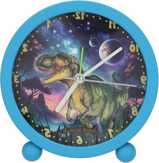 Depesche Kinderwekker Dino Blauw - Geruisloze Klok om Tijd te Leren - 115 cm