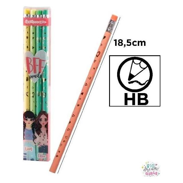 Teka Big Dream Girls Bleistift mit Radiergummi 4 Stk. (4x) (47996789)