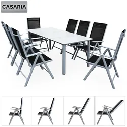 Casaria Casaria Garten-Sitzgruppe Bern 9-tlg. Silber Alu Milchglas