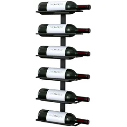 TOJ Living Weinregal – 6 Flaschen – Wandmontage – Edelstahl – matt schwarz – Flaschenhalter