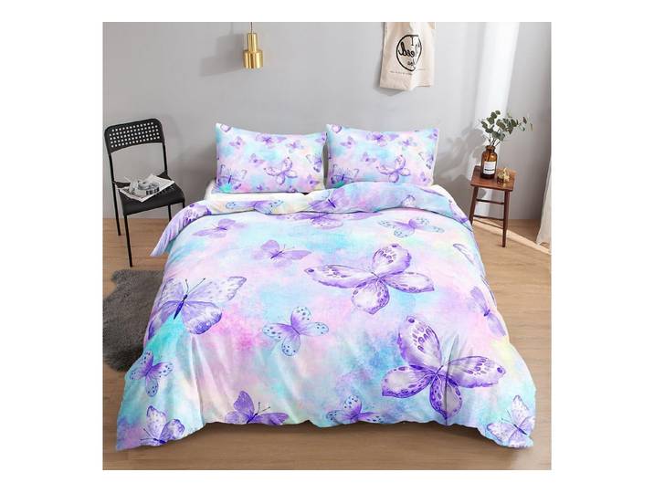 LuxusKollektion Jugendbettwäsche Bettwäscheset Schmetterling 200x200cm Lila