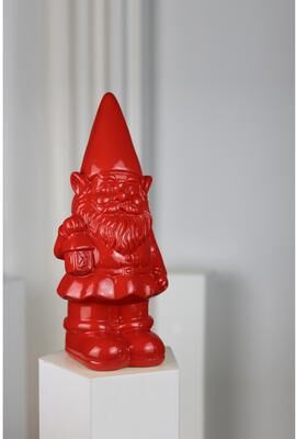 Hi-Line Gift Garden Gnome Statue Holding Lantern-Red