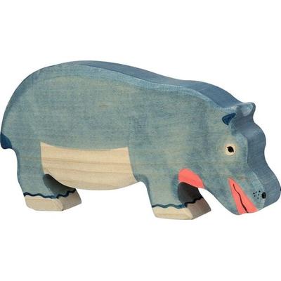 Holztiger Nilpferd, fressend, Holz