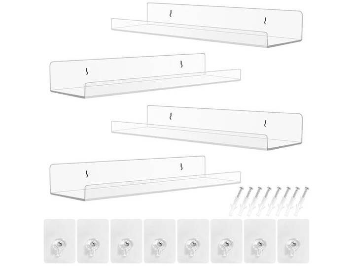 Etagere Murale s Percage Acrylique Trparent Petite Etagere Murale Flottantes s Perçage pour Salle de Bain Salon et 4