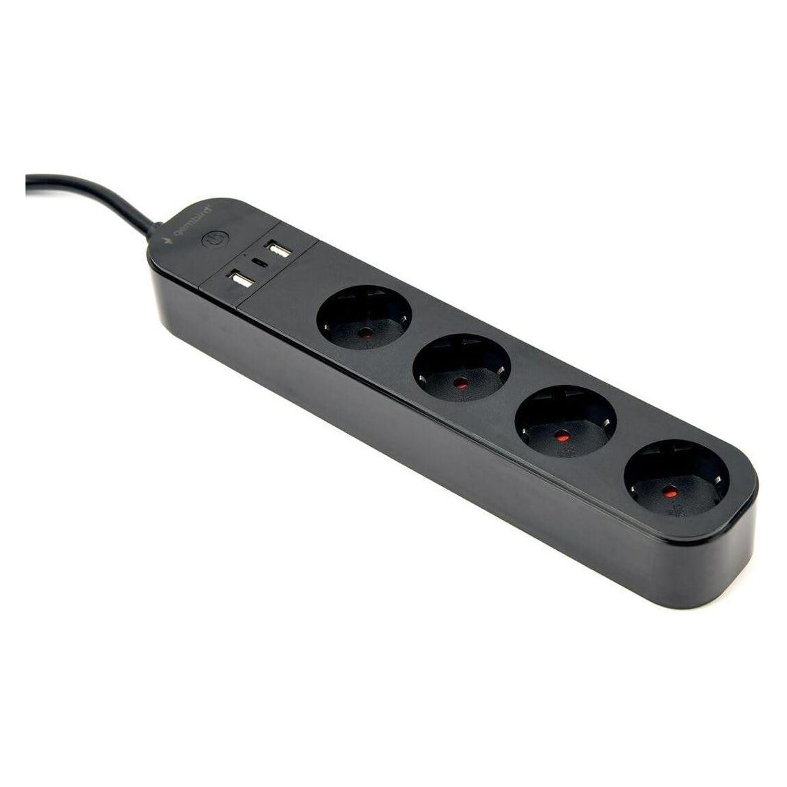 Gembird Smart Steckdosenleiste mit USB-Ladegerät 4 französische Steckdosen schwarz (4x, CEE 7/5, 1.50 m) (TSL-PS-S4U-01)