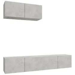 vidaXL 3-tlg. TV-Schrank-Set Betongrau Holzwerkstoff