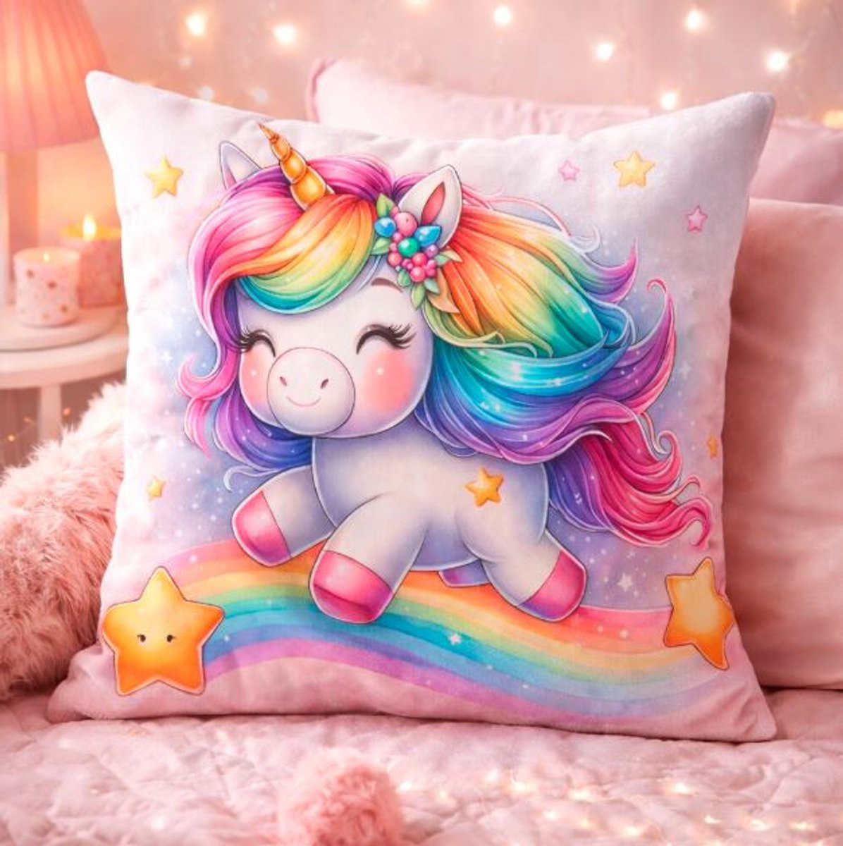 Velvet Rainbow Dreams Collection Kussenhoes Eenhoorn 45 x 45 cm