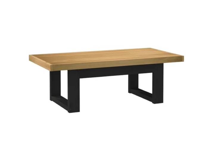 fsahslih Couchtisch Massivholz Kiefer 120x60x40 cm Schwarz Rustikaler Holztisch mit schwarzen U-Beinen für Wohnzimmer und Leseecke, robuste Tischplatte für Getränke und Deko.