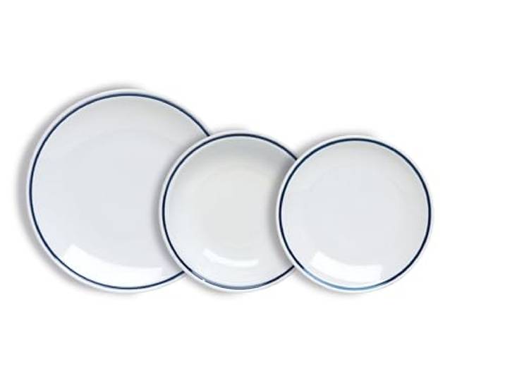 Tognana AZ Fascetta Blu, 18-teiliges Geschirrset für 6 Personen, Porzellan, Weiß, Made in Italy