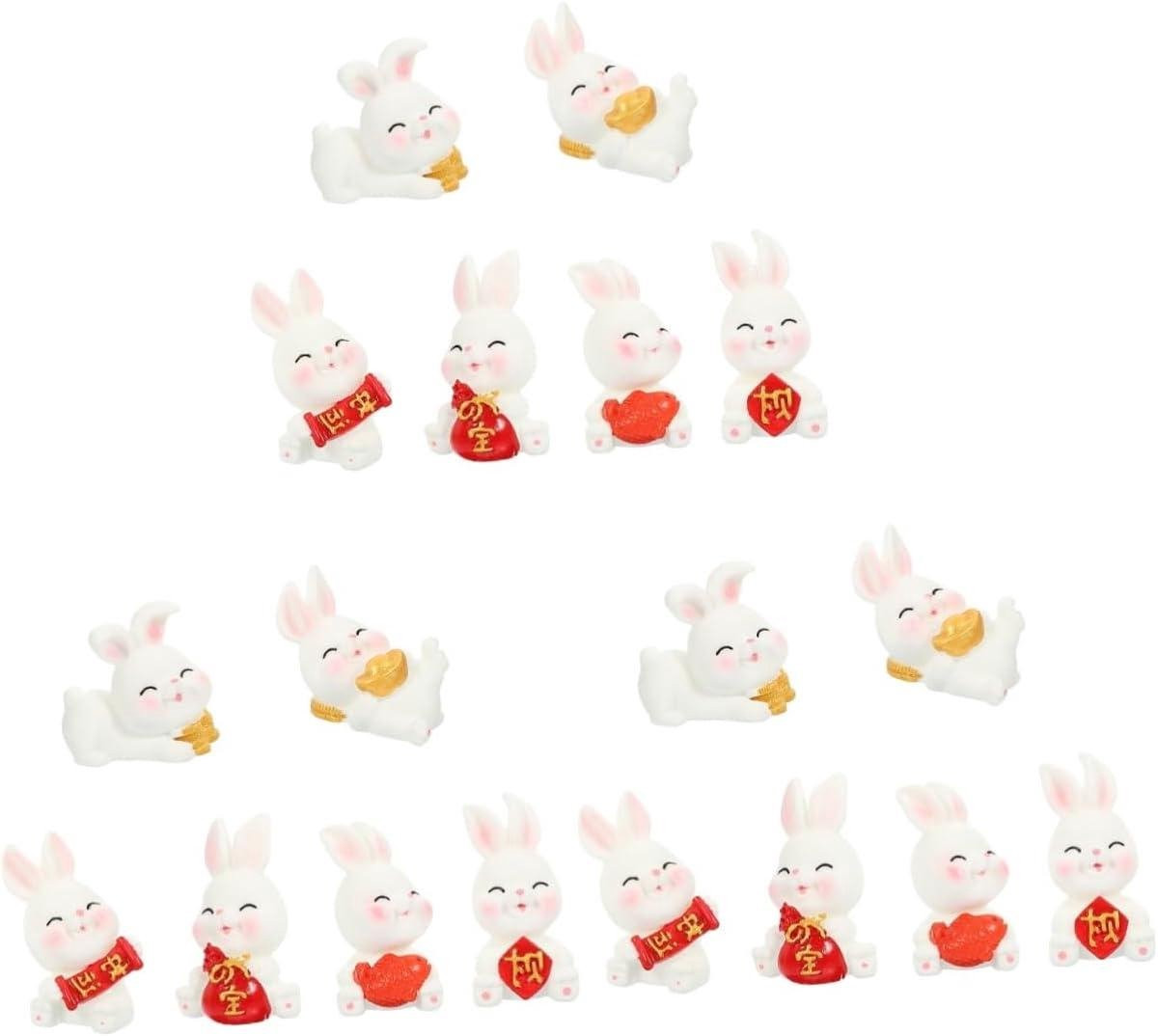 Set van 18 Mini Konijn Beeldjes voor Bureau Decoratie