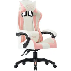 Helloshop26 - Drehbarer Stuhl aus rosa Kunstleder für Büro Computer Arbeitszimmer oder Videospiele 02_0024228